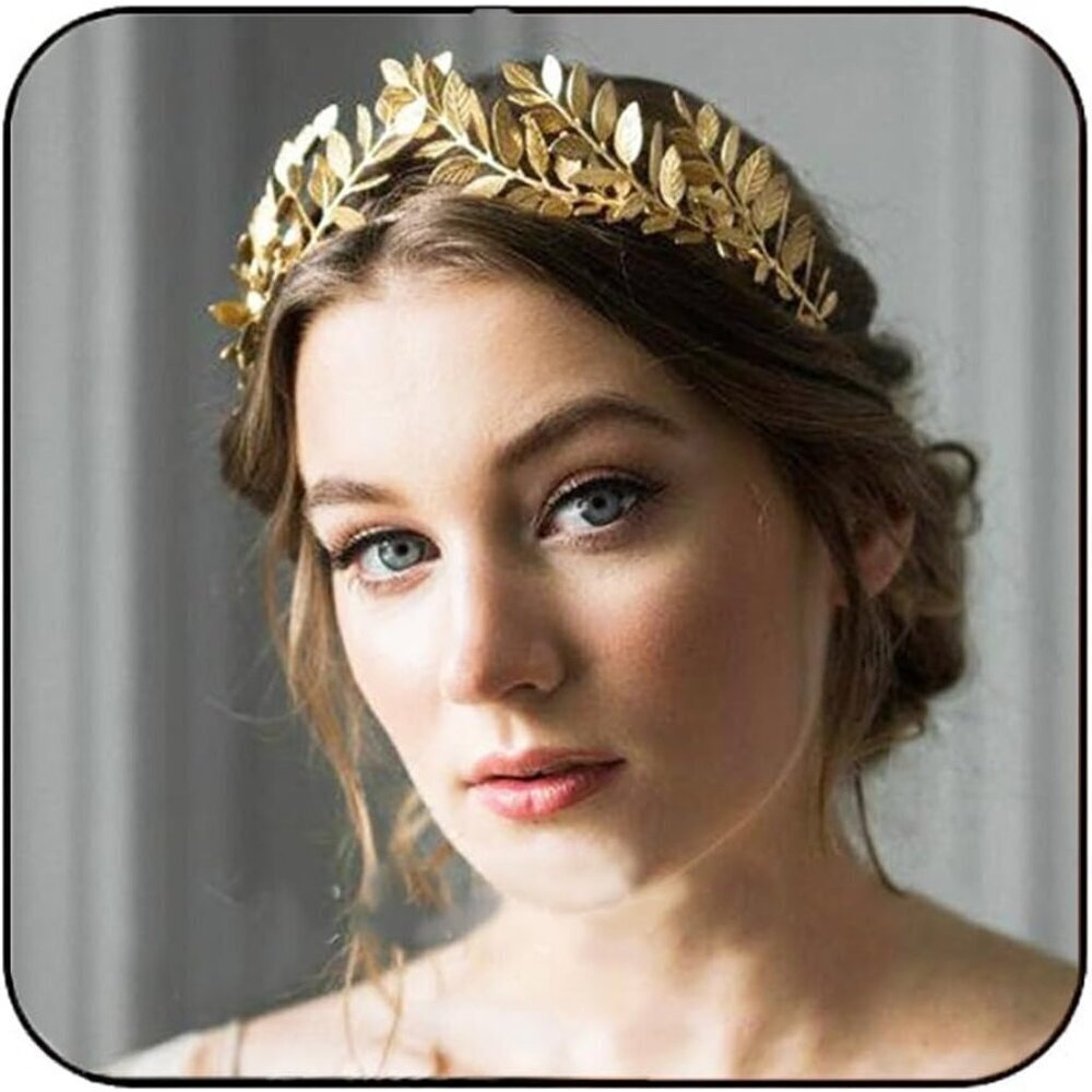 Greek Goddess Headband Alloy Gold Leaf Crown Wedding Party Costume Accessory